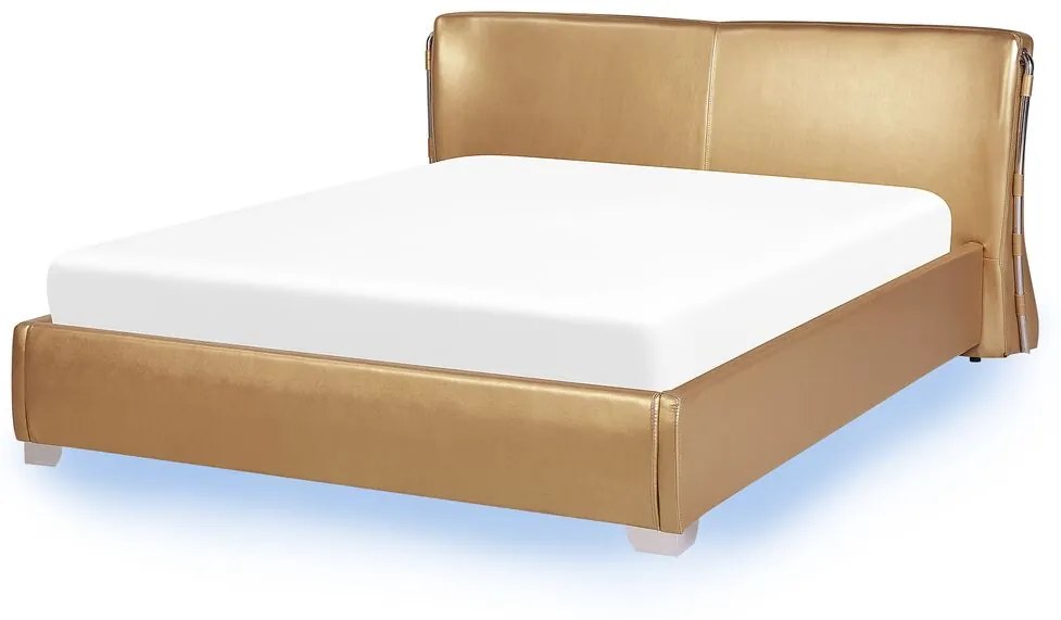 Manželská posteľ 160 cm PARNAS (s roštom a LED osvetlením) (zlatá). Vlastná spoľahlivá doprava až k Vám domov. 1022993
