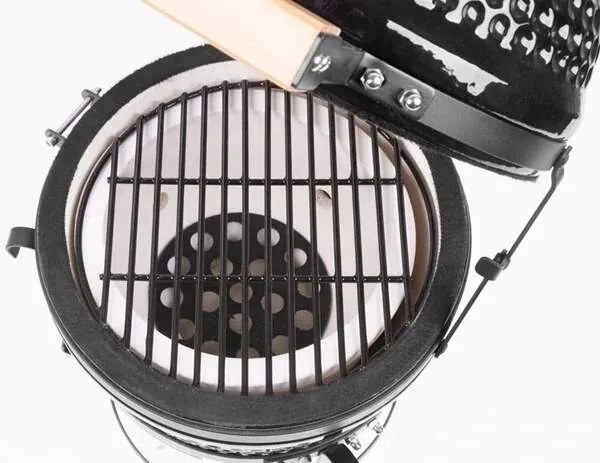 ST Záhradný keramický gril kamado vajíčko na drevené uhlie 27cm čierny