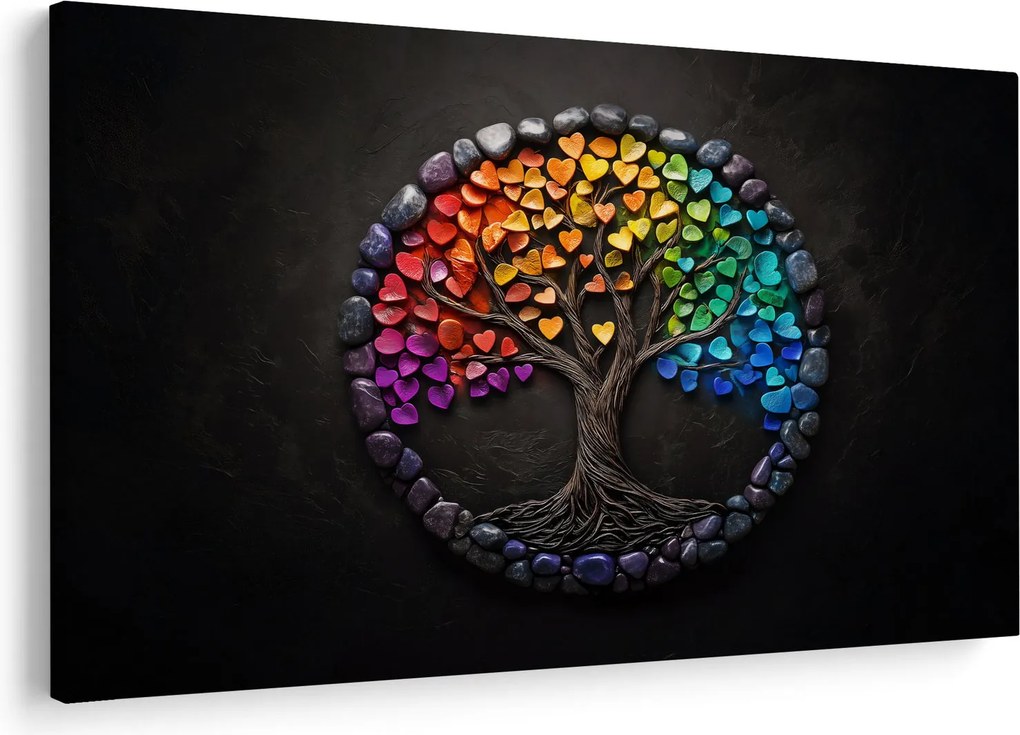 Obraz – Strom plný farebných sŕdc (90x60 cm)