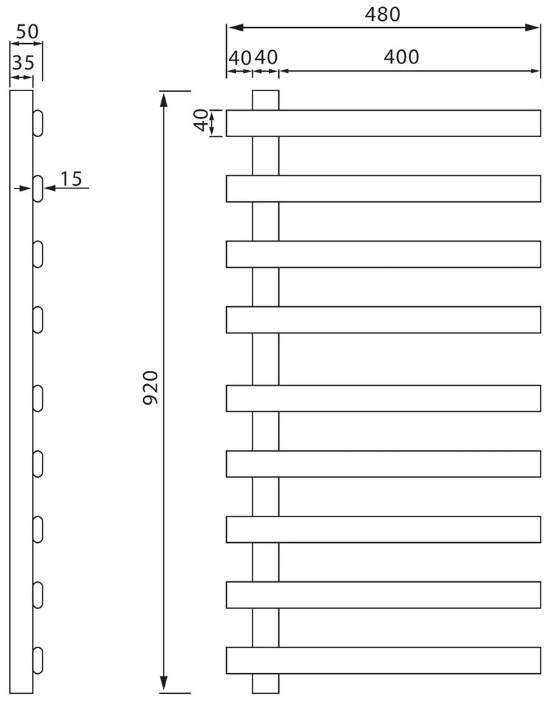 Sapho Sapho, ELCOR elektrický sušiak uterákov 480x920x50mm, 128W, biela matná, EB450