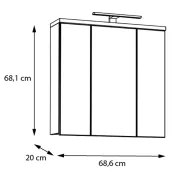 Nástenná kúpeľňová skrinka so zrkadlom VENOM biela/dub artisan