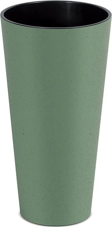 Plastový květináč Tubusy Slim Eco Wood 25 cm zelený