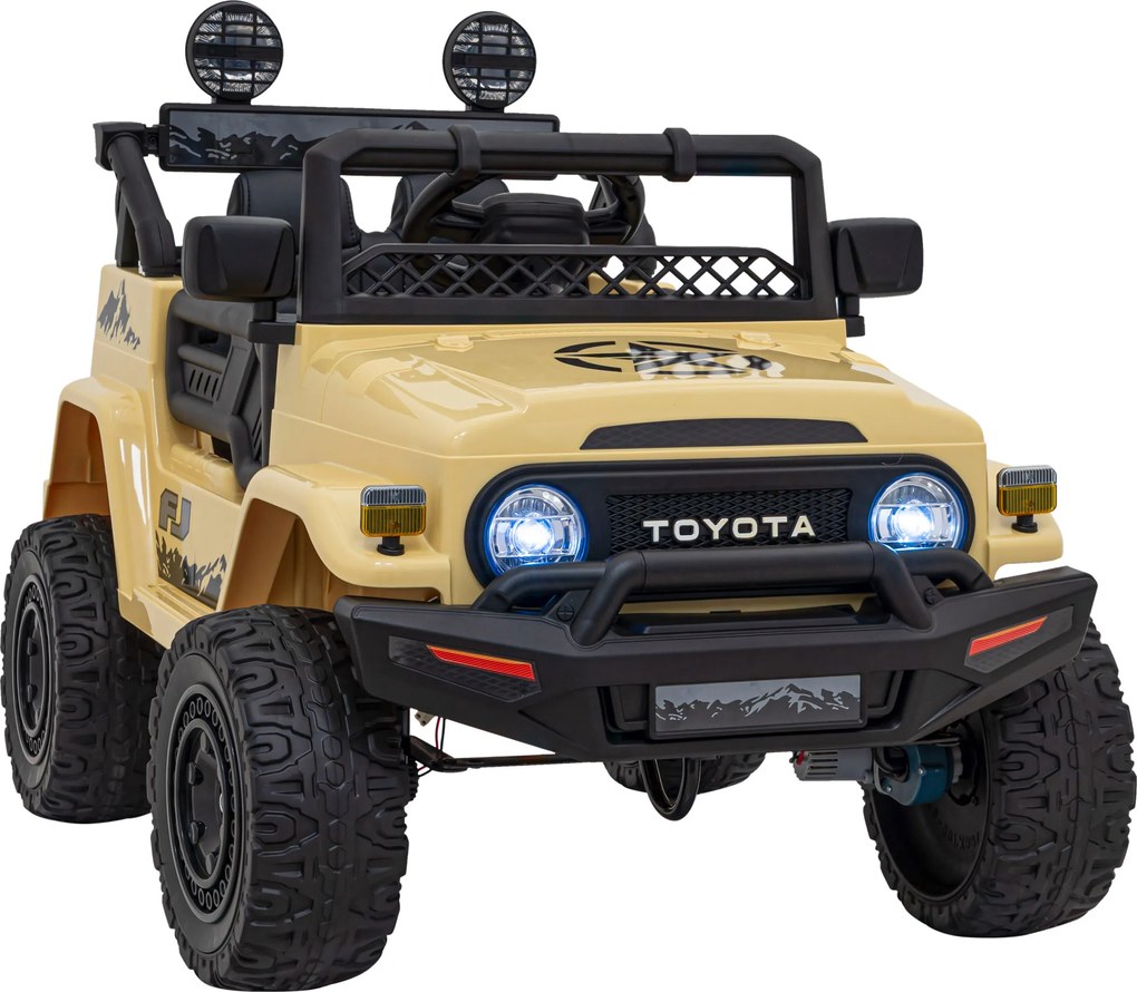 Ramiz Toyota FJ Cruiser pre deti béžová + diaľkové ovládanie + pohon 4x4 + LED audio + EVA + pomalý štart