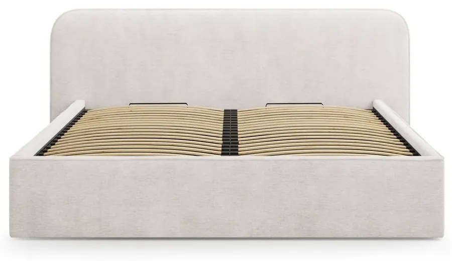 Biela čalúnená dvojlôžková posteľ s úložným priestorom s roštom 140x200 cm Elizabeth – Micadoni