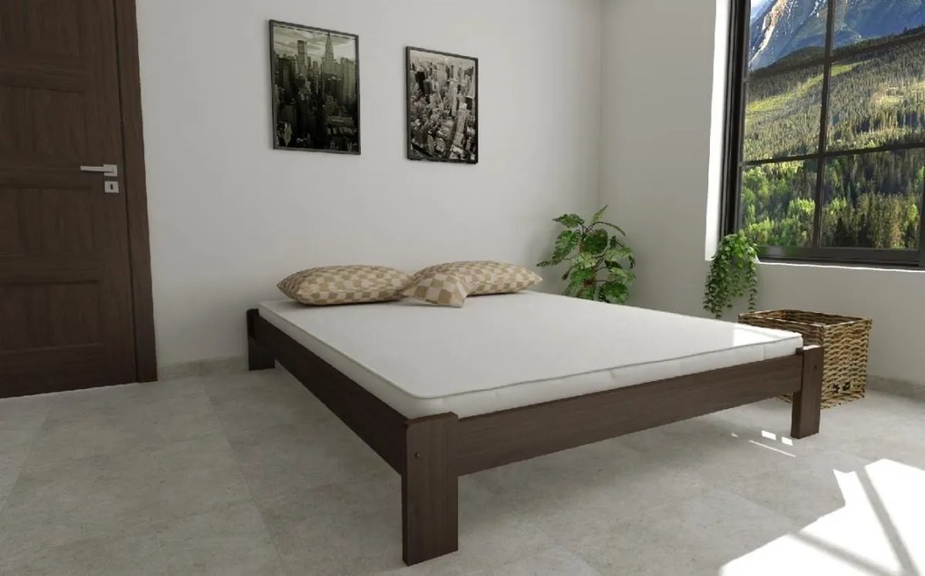 ComfortMatrace Posteľ z masívu borovice AURORA+rošt ZADARMO 160x200 cm Rozměr: 160x200 cm, Barva: orech