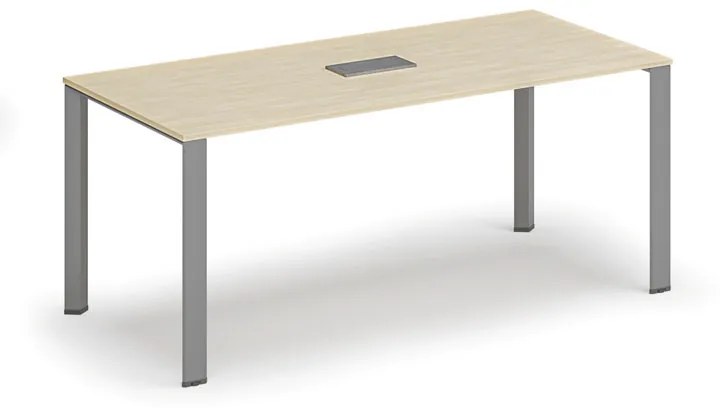 Stôl PRIMO INFINITY 1800 x 900 x 750, breza + stolová zásuvka TYP III, strieborná
