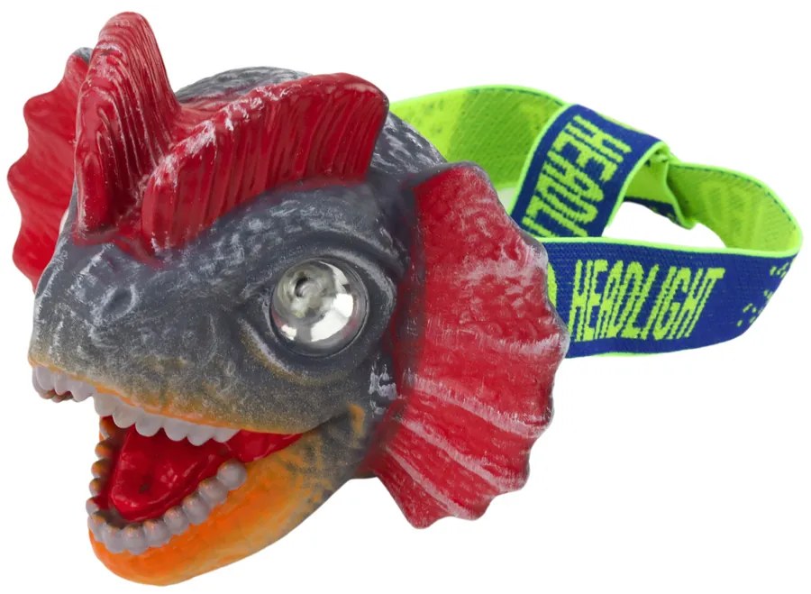 LEAN TOYS Čelovka Dinosaurus, 3 LED diódy, nastaviteľná