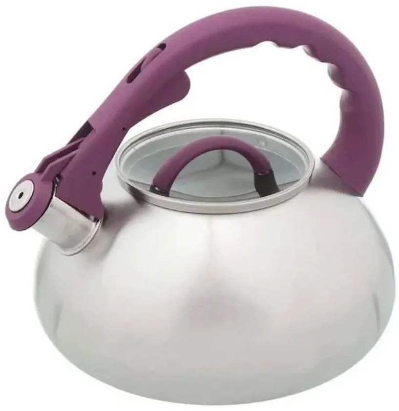 Oceľový čajník  so skleneným poklopom 2,8L