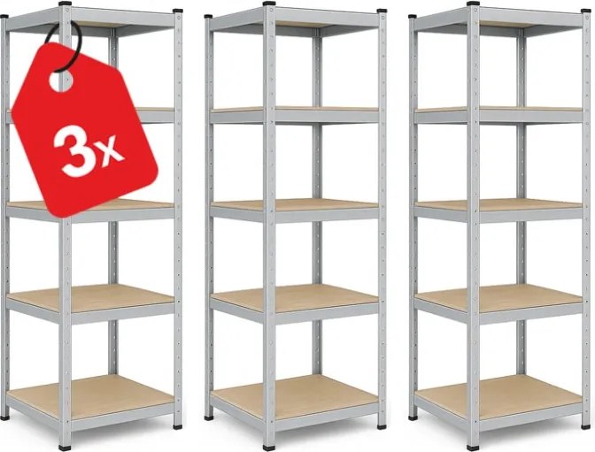 Akcia 3x Regál 180x40x40 cm pozinkovaný 5-policový, nosnosť 875 kg