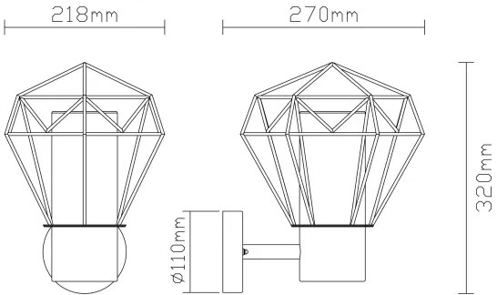 Globo 31355 - Vonkajšie nástenné svietidlo HORACE 1xE27/15W/230V IP44