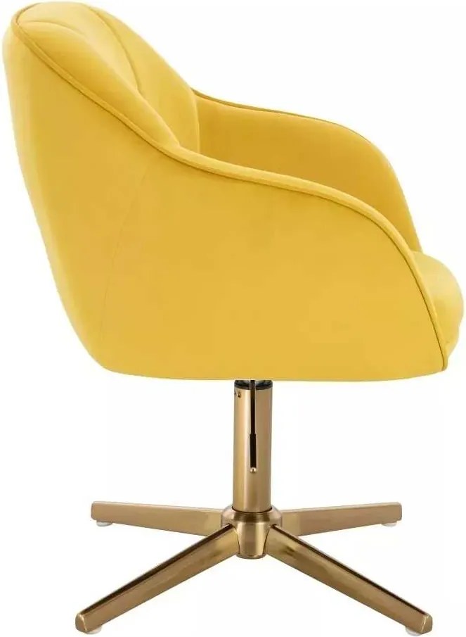 LuxuryForm DESIGN Stolička AVOLA VELUR na zlatom kríži - žltá