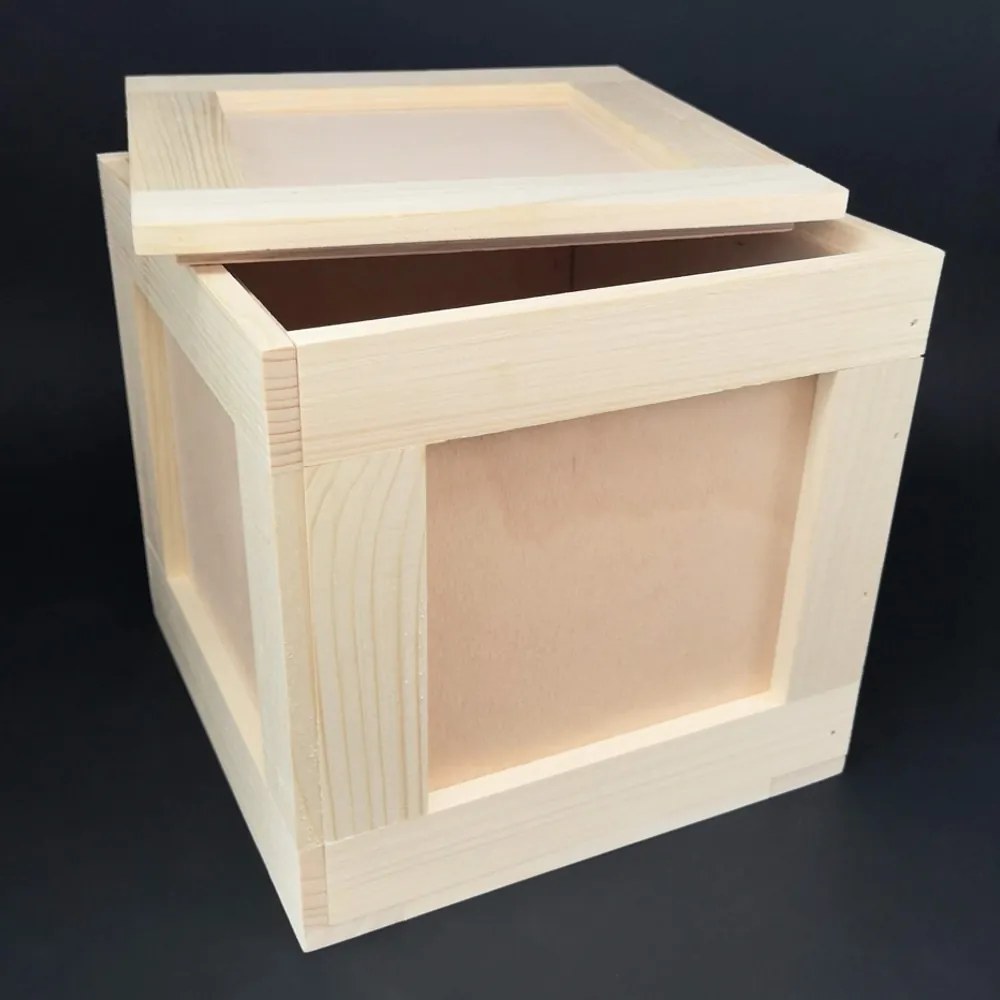 AMADEA Drevená debna s vekom, masívne smrekové drevo, 25 cm