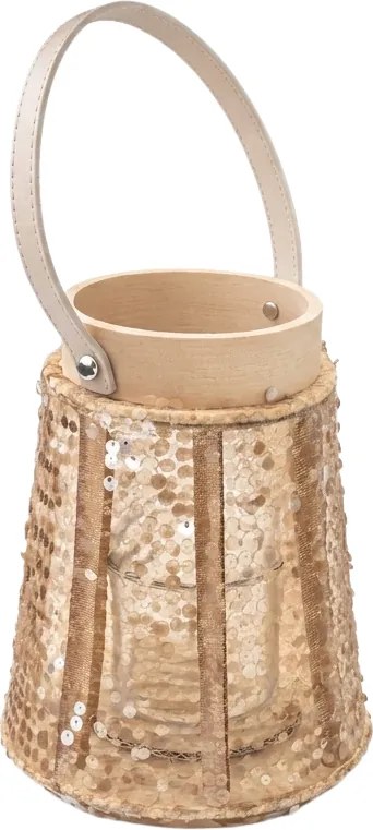 Lucerna s flitrami CONE GLAM 22 cm, prírodná