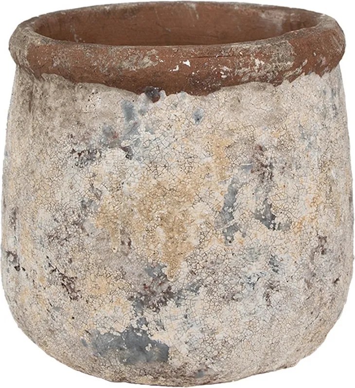 Dekoratívny béžovo-zelený antik terakotový džbán Teracci - Ø  18*17 cm