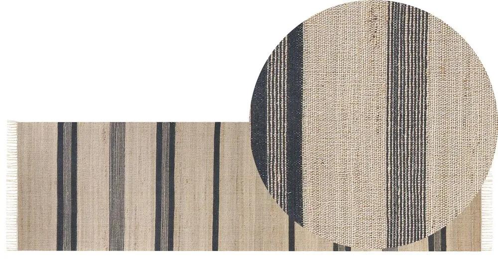 Jutový koberec 80 x 300 cm béžová/sivá TALPUR Beliani