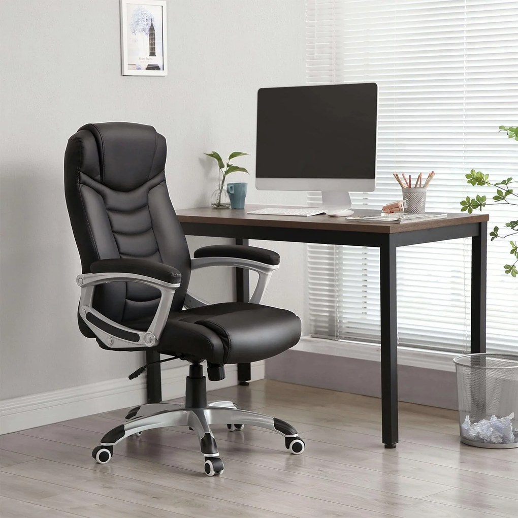 Ergonomická kancelárska stolička, výškovo nastaviteľná otočná stolička, čierna