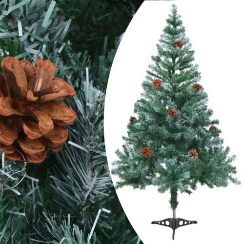 vidaXL Mrazom pokrytý vianočný stromček so šiškami 150 cm-