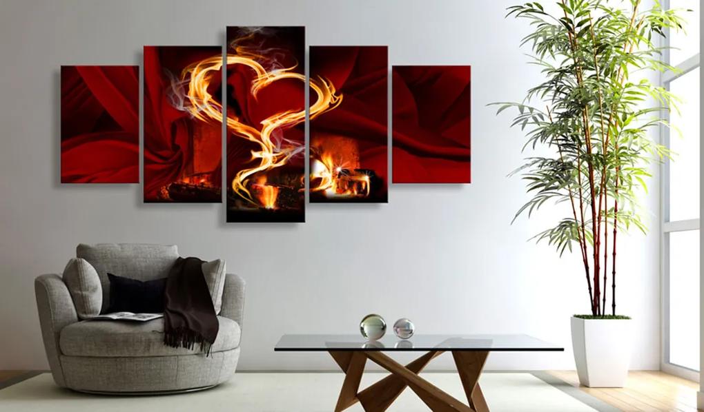 Artgeist Obraz - Flames of love: heart Veľkosť: 200x100, Verzia: Premium Print