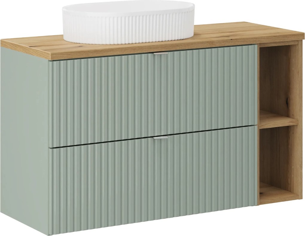 Comad Kúpeľňová skrinka s doskovým umývadlom SET-LRG B OAK 100 zelená/dub coast evoke