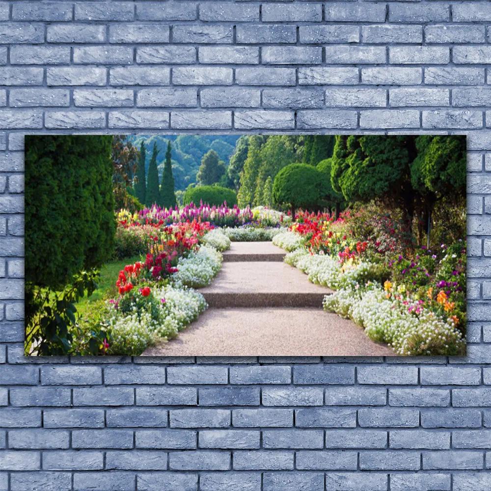 Obraz plexi Park kvety schody záhrada 120x60 cm