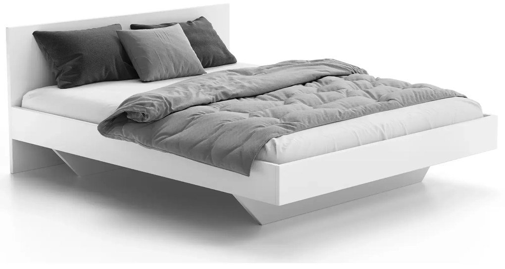 Levitujúca posteľ 120x200 vyrobená z bielej nábytkovej dosky DM2
