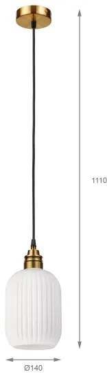 Závesný luster HECTOR na lanku 1xE27/15W/230V biela/mosadz priemer 14 cm