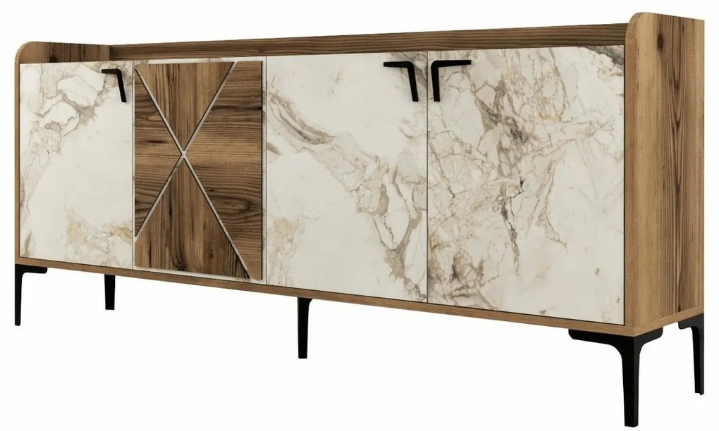 Skrinka Venedik Walnut and White Marblemramoru