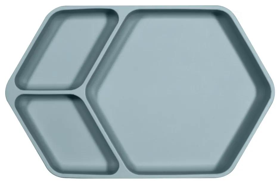 Modrý silikónový detský tanier Kindsgut Squared, 25 x 16 cm