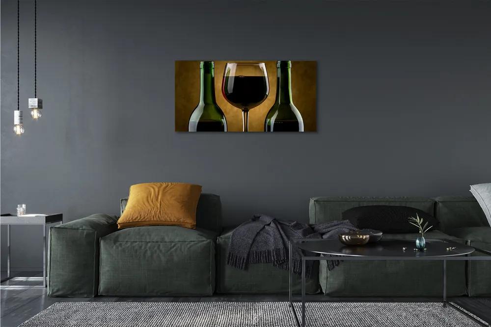 Obraz canvas 2 fľaše poháre na víno 140x70 cm