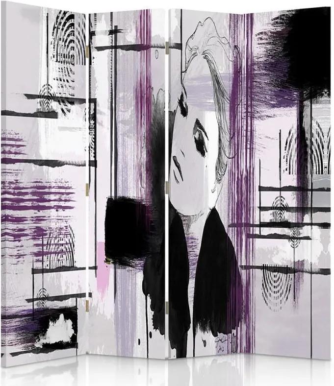 CARO Paraván - Woman In Abstraction | štvordielny | jednostranný 145x150 cm