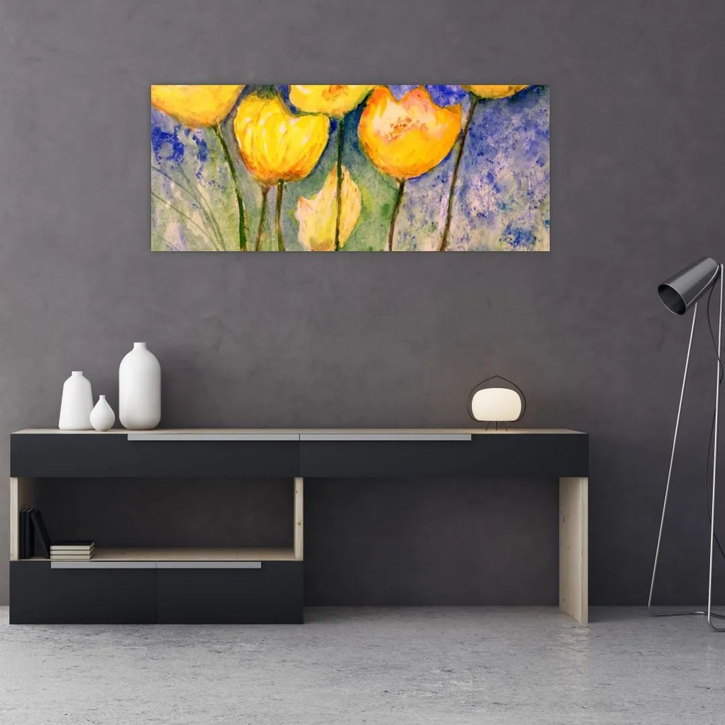 Obraz - Žlté tulipány (120x50 cm)