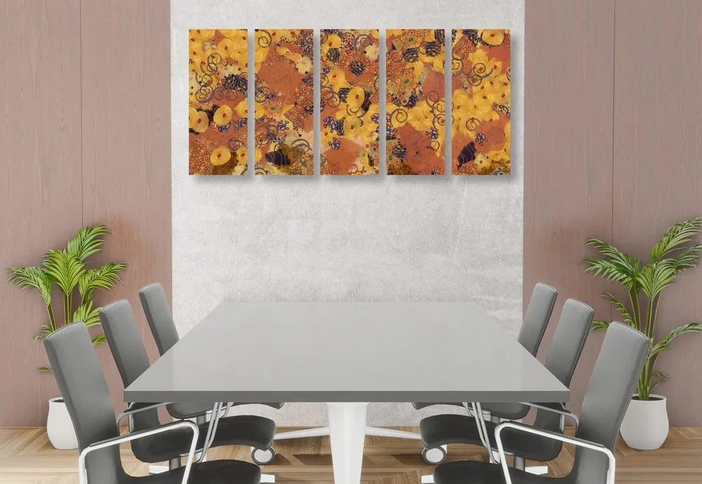 5-dielny obraz abstrakcia inšpirovaná G. Klimtom Varianta: 100x50