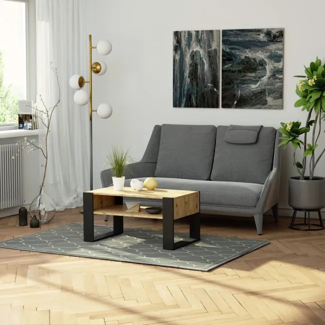 Konferenčný stolík DOMI dub artisan / čierny