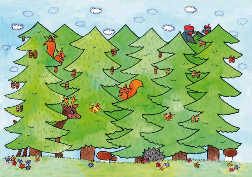 MARIONETINO – Zadná scéna k rozprávke O Červenej Čiapočke (2 motívy)