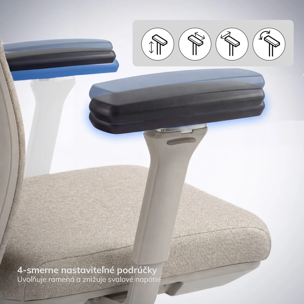 Ergonomická otočná kancelárska stolička, béžová: VECTOR