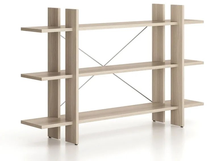 Kancelársky regál nízky dlhý SOLID, 1800 x 400 x 1075 mm, dub prírodný