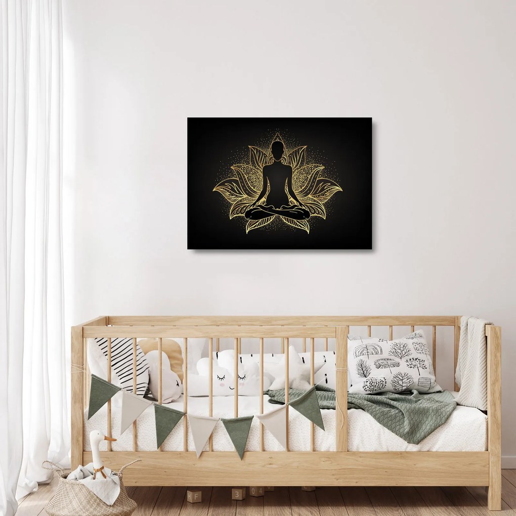 Sklenený obraz siluety v lotusovom kvete (70x50 cm)