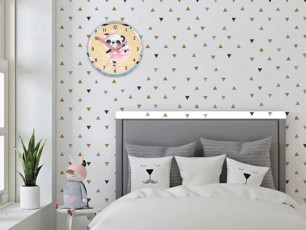 Dětské nástěnné hodiny Mirro Panda 30 cm vícebarevné