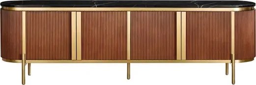 TV stolík Stilig 200 cm čierny mramor/gaštan