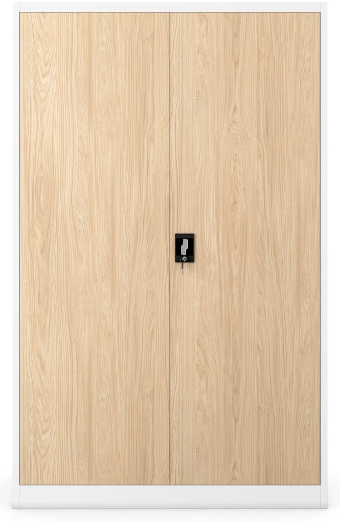 Kovová kancelárska skriňa na dokumenty, široká, biela/dub sonoma, 1150x1850x400 mm: JAN II Eco Design
