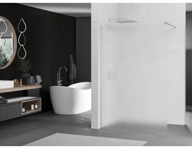 Mexen Kioto, sprchová zástena Walk-In 100 x 200 cm, 8mm sklo námraza, brúsená oceľ profil, 800-100-101-97-30