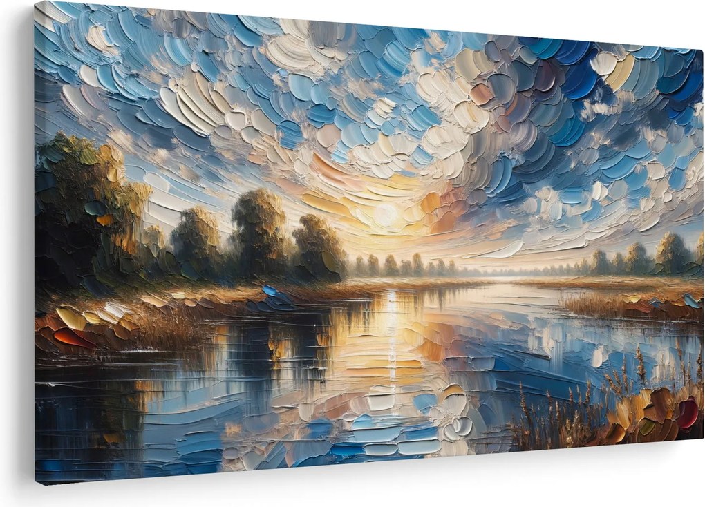 Obraz - Maľba slnka nad vodou (90x60 cm)