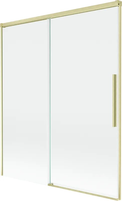 Mexen Rox, 2-krídlová posuvná vaňová zástena 140 x 150 cm, 8mm číre sklo, zlatý matný profil, 8C9-140-001-55-00