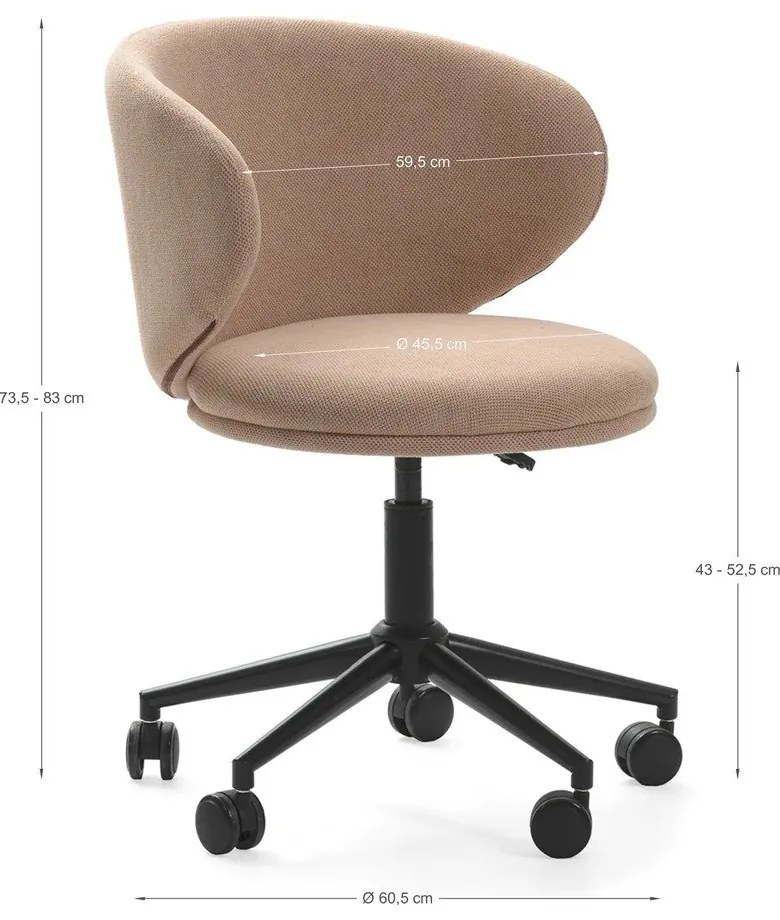 Svetloružová kancelárska stolička Rush – Marckeric