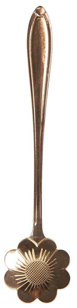 Medená kovová dezertné lyžička v tvare kvetinky Floffy - 3 * 12 cm