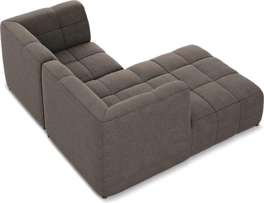 Hnedá rohová pohovka z textílie buklé (ľavý roh/s leňoškou) Aloha – Makamii