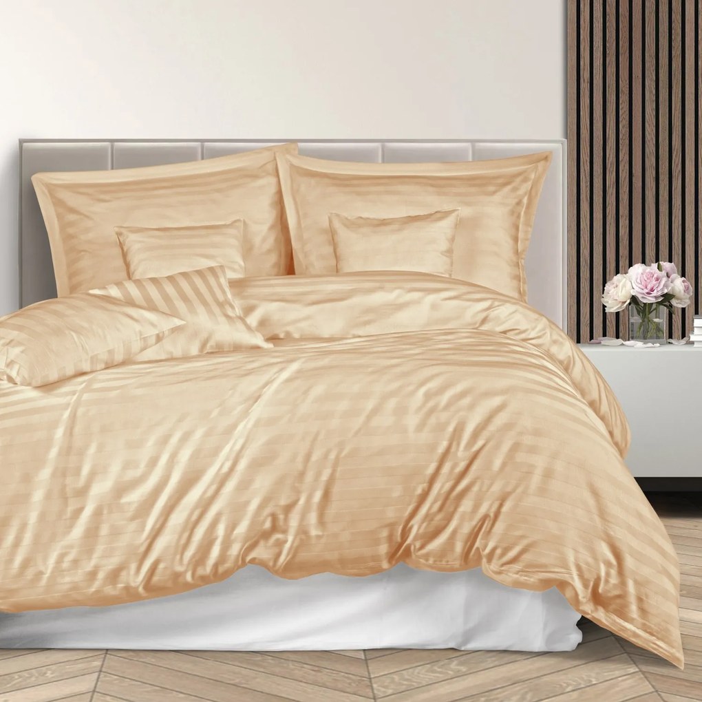 BAMBUSOVÉ POSTEĽNÉ OBLIEČKY STRIPE BEIGE 160X200 CM, 2 KS 70X80 CM, 4 KS 40X40 CM BÉŽOVÁ
