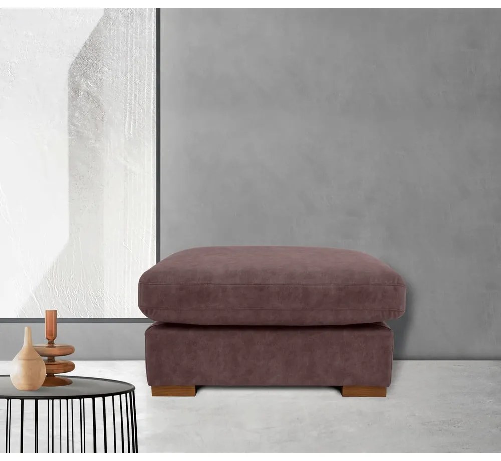 Tmavohnedá podnožka z imitácie kože Hamburg – Scandic