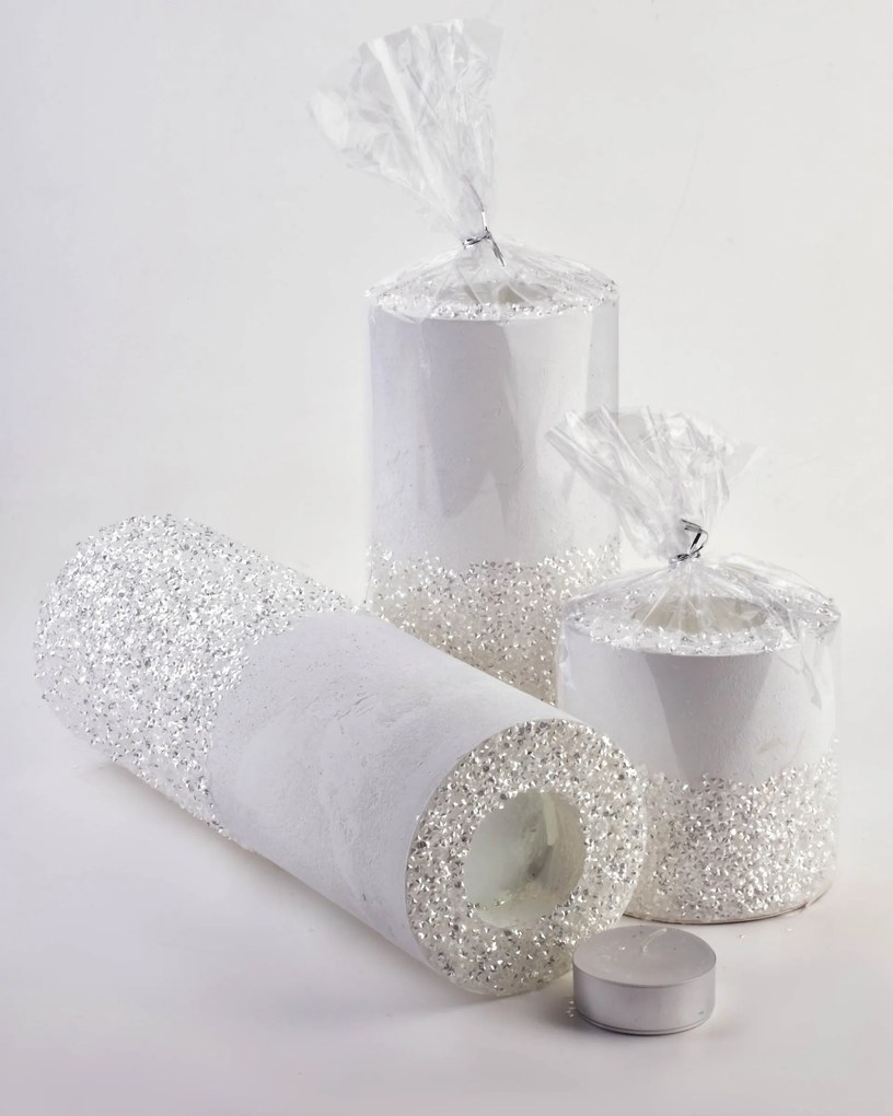 Veľký moderný svietnik Diamant 36 cm biely