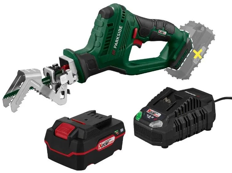 Parkside®  Aku píla na konáre 20 V Pasa 20-Li D3 + Akumulátor 20 V/4 Ah + Nabíjačka 20 V/4,5 A  (800011219)